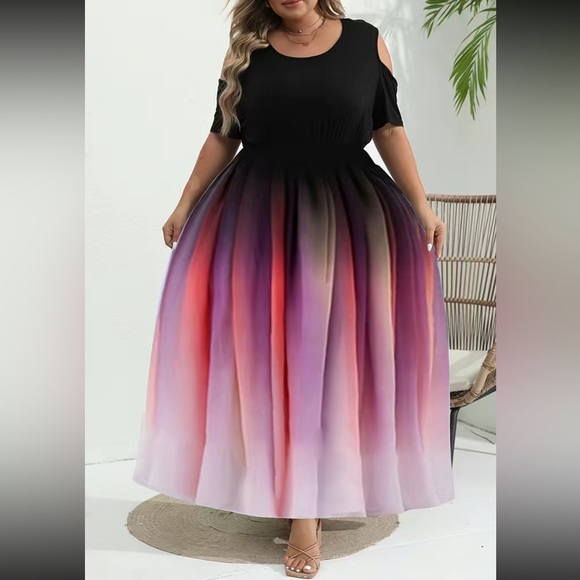 Luxe plus size cold shoulder party formal maxi dress - Picture 4 of 5